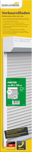 Schellenberg 39065 Stem Roller Shutter Set for Windows, Mini Roller Shutter System, 95 x 120 cm, White/Grey, External Roller Shutters 45° Aluminium Stem Box, with Guide Rails, PVC Roller Shutter