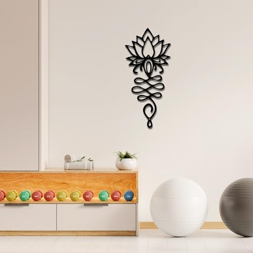 Xedatric Lotus Flower Wall Decor – Black Metal Yoga Wall Art with Lotus Design, Spiritual Home Décor Sculpture for Meditation Spaces, Living Room, Bedroom, Office