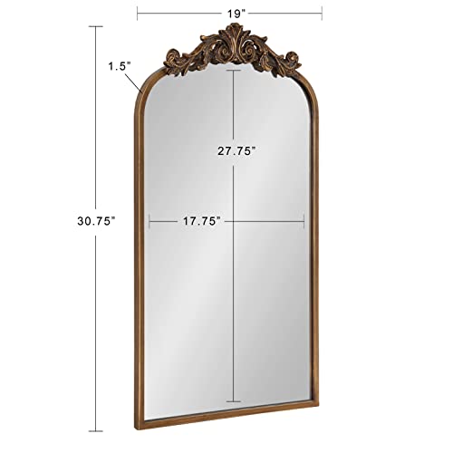 Kate and Laurel Arendahl Traditional Arch Mirror, 19 x 31 , Gold, Baroque Inspired Wall Decor