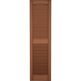 12"W x 29"H Mid-America Vinyl, TailorMade Cathedral Top Center Mullion, Open Louver Shutters, w/Installation Shutter-Lok's (Per Pair), 471 - Treated Cedar