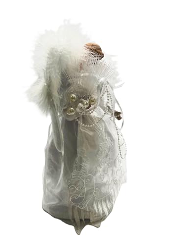 KSA 12" Lighted LED Fiber Optic White and Silver Angel Christmas Tree Topper