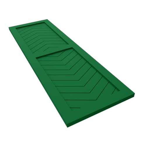15"W x 53"H True Fit PVC Two Panel Chevron Modern Style Fixed Mount Shutters, Viridian Green (Per Pair - Hardware Not Included)
