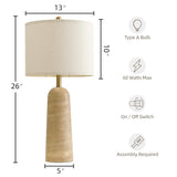 BOBOMOMO Modern Table Lamp Set of 2, Warm Beige Resin Lamp with Natural Stone Look, 27.25" Lamps for Living Room with Linen Shades, Bedside Lamp for Bedroom, Living Room, Nightstand, Entryway