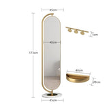Decorative Luxury Floor-Standing Bedroom Mirror Rotating with Storage Full-Length Dressing for Living Room