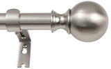 Brushed Nickel Curtain Rods for Window 36 to 72 Inch, Adjustable 1-Inch Thicken Single Drapery Rods, Telescoping, Decorative Round Finial