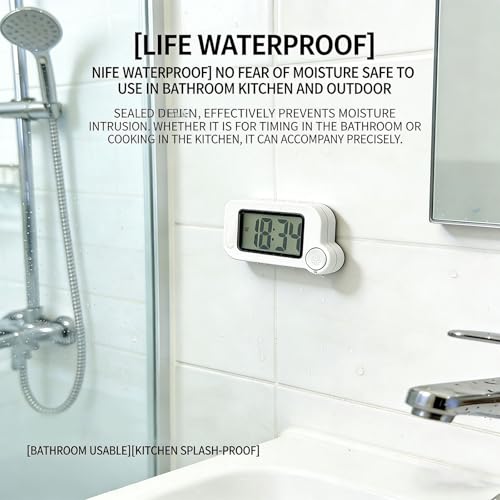 2pcs IPX7 Waterproof Kitchen Bathroom Clock with Backlight and Quiet Operations Perfect for Students and Travelers