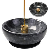 Vrupin Natural Marble Incense Burner, Handmade Incense Stick Incense Burner Reflux Burner, Ideal for use in Meditation, Incense Smokers and Decoration. (Black)