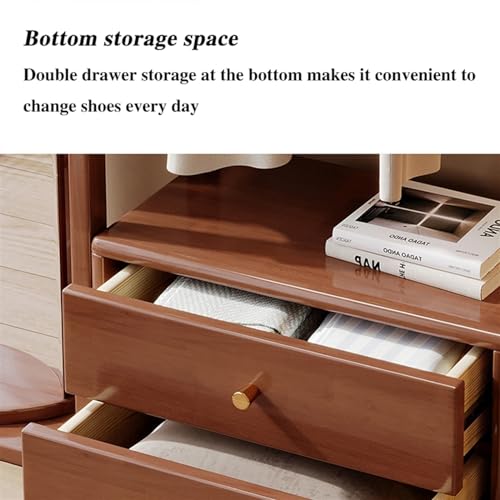 Full-Length Mirror Floor-Standing Coat Rack, Dressing Mirror Combination, Rotatable Storage Rack, Bedroom Fitting Mirror with Drawer Full Length Floor Mirror (D)