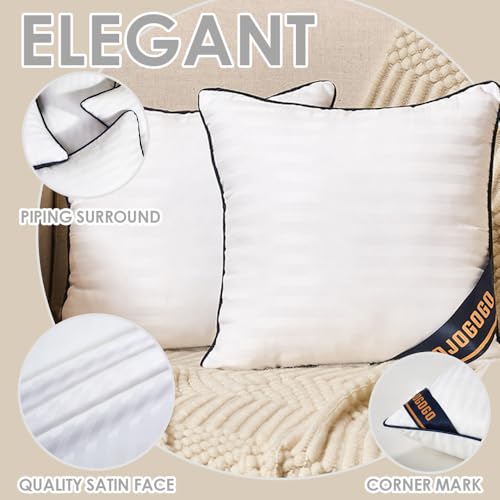 JOJOGOGO 24x24 Indoor Large Fluffy Throw Pillow Inserts Set of 2, 24 x 24 Synthetic Down Alternative Stuffing Square Pillow Inserts for Couch Bed Sofa and Living Room, Big Euro Decorative Pillows