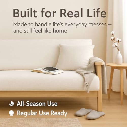 National Allergy 100% Cotton Zippered Futon Cover Full Size - Natural White - Machine Washable Futon Mattress Cover with Zipper, Durable Armless Sofa Bed Covering (54x75)