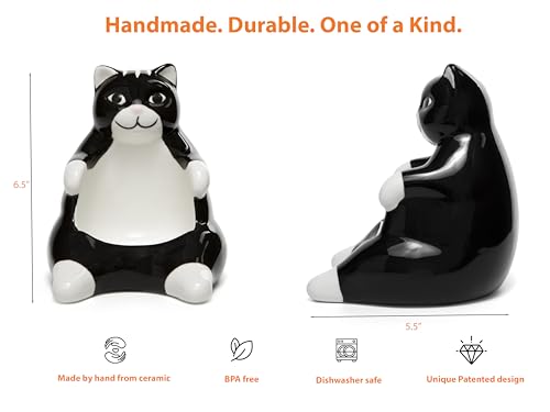 Ceramic Lazy Black Cat Home decor - Can be used as a candy dish, decorative bowl, tealight candle holder and jewelry tray | Unique Birthday gifts for Women, Mom, Grandma, Cat lover, Friend, Coworker