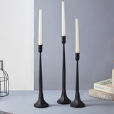 Iron Taper Candle Holder Set of 3, Black Candlestick Holders 19.3”17” 14” Heightening Decorative Candle Stand Set for Wedding, Dining Table, Home Decoration (Black)