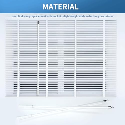 2 Pcs 12 inch Blind Wand, Vertical Blinds Replacement Parts with Hook and Grip, White Fiberglass Blind Tilt Wand, for Windows Curtain Door Shades Opener Accessory