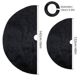 Christmas Tree Skirt 56 inch, Black Plush Christmas Tree Skirt, for Family Christmas Decoration, Christmas Party Decoration(Black，Large)