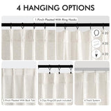 MIULEE 96 Inches Long Pinch Pleated Natural Linen Curtains 2 Panels Set for Bedroom Living Room, Viral Pleat Semi Sheer Drapes Light Filtering Textured Sheer Curtains with Hooks Floor to Ceiling