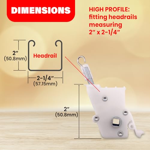 Amazing Drapery Hardware High Profile Wand Tilt Control 2ct - 1/4” Square Hole Heavy Duty Metal Mechanism for 2" Horizontal Blinds