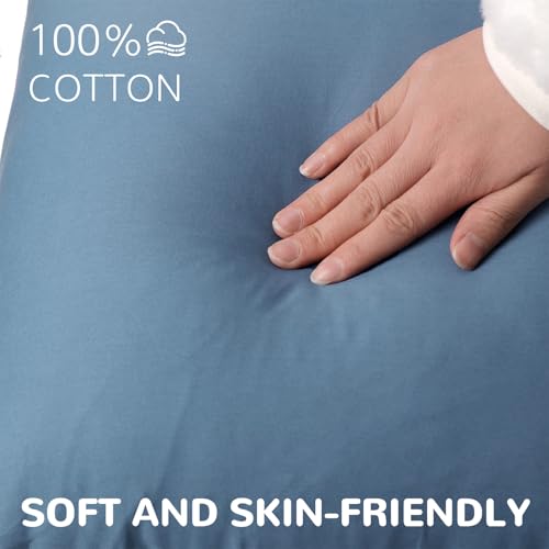 6 Pack Decorative 100% Cotton Pillow Covers Square Cushion Cover Solid Christmas DIY Throw Pillowcase for Home Bed Sofa Halloween Christmas,Blue Grey,6 Pack-20" x 20"/50x50cm