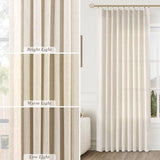 Aersas Linen Pinch Pleated Curtains 84 Inch Length 2 Panels Set for Living Room Cream Semi Sheer Window Curtain for Bedroom Boho Farmhouse Neutral Back Tab Drape Decor with Hooks, Natural Beige Ivory