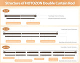 Double Curtain Rod 72 to 144 Inch, HOTOZON 1 Inch Heavy Duty Double Curtain Rods for Windows 60 to 140 Inches(5-11.6 ft), Telescoping Drapery Rod with Simple End Finials, Bronze