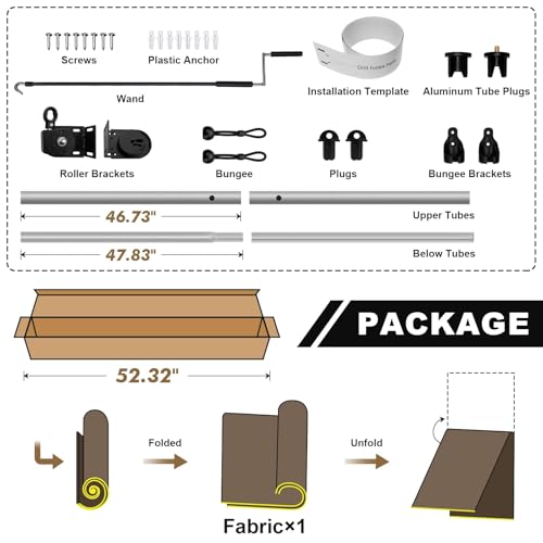 Artpuch Patio Shades Roll Up Outdoor Roller Shade (7'Wx8'H), Cordless Exterior Roller Blinds Cloth for Porch Pergola Gazebo, Gray