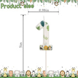 Wild Animal Number 1 Candle for Boys Girls, Wild One Cake Topper, First Birthday Decorations for Boy Girl, Jungle Safari Theme Party Supplies