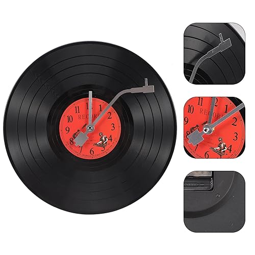 Musical Black Vinyl Record Wall Clock Battery Operated Music Room Decor Decoration Art Hanging Clocks- 11.81inch