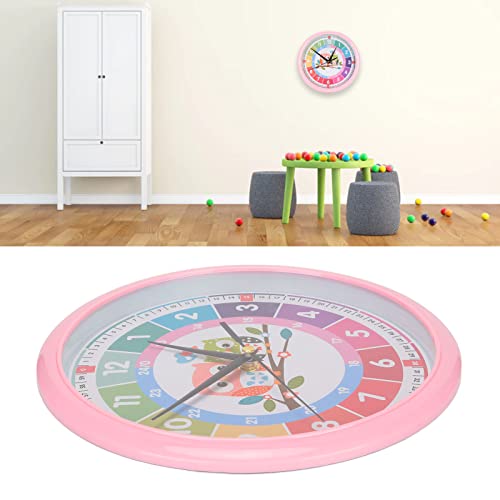 Quartz Battery Operated Round Easy to Read, Cartoon Colorful Quartz Time, Learning Hanging Clock for Kid's Bedroom Classr for Home Office Kitchen Classroom School Clock (Pink), Cartoon Colorful Qu