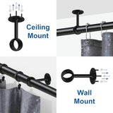 TOKPLNU Curtain Rod Brackets, Ceiling Heavy Duty Holders, Black 4 Pack Hooks Hangers for 1 1/4-Inch Drape Poles