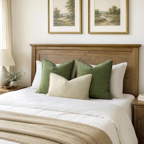 MIULEE Pack of 2 Couch Throw Pillow Covers 18x18 Inch Sage Green Farmhouse Decorative Pillow Covers with Stitched Edge Soft Chenille Solid Dyed Summer Pillow Covers for Sofa Bed Living Room