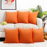 6 Pack Decorative 100% Cotton Pillow Covers Square Cushion Cover Solid DIY Throw Pillowcase for Home Bed Sofa Halloween Christmas,Orange,6 Pack-20" x 20"/50x50cm