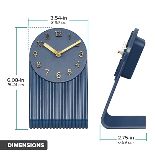 La Crosse Clock 437-3015NB Grooves Quartz Analog Tabletop Clock - Navy Blue