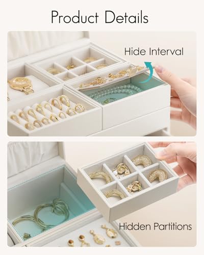 VLANDO 4 Layers Jewelry Box - Women Jewelry Box with Retractable Tray - Jewelry Organizer wit – lifestyle view