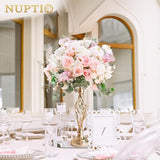 NUPTIO Gold Centerpiece Stand for Table, Twist Style , 17.7" Tall, 10 Pcs
