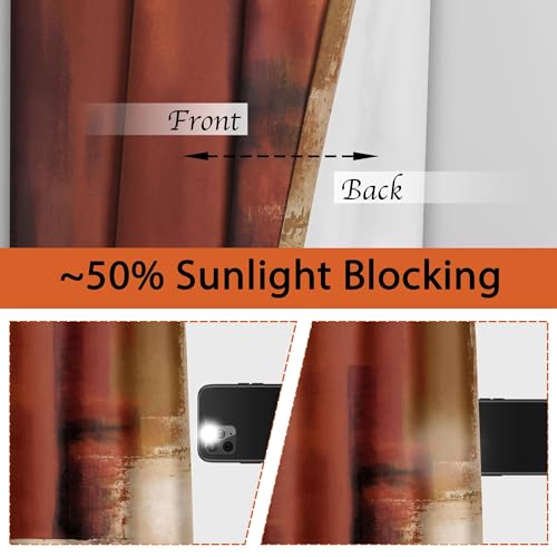 Asuexpect Burnt Orange Curtains 2 Panels Abstract Rust Curtain Room Darkening Grommet Window Drapes Modern Decorative Window Treatments for Bedroom Living Room, 52x84 Inches