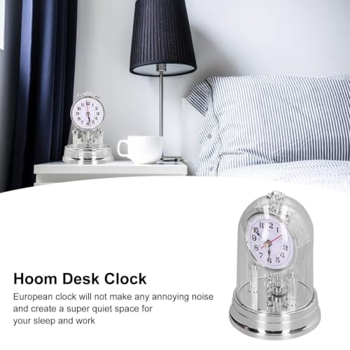 Desk Clock, European Style Quiet Table Clock Internal Rotation Home Decoration for Living Room Bedroom