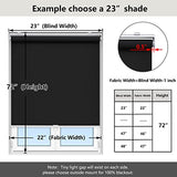 AOSKY Cordless Roller Shades Blackout Blinds for Windows Room Darkening Rolled Up Shades with Spring System, UV Protection Window Shades Door Blinds for Home and Office (23" W x 72" H, Black)