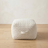 HIGOGOGO Pouf Ottoman Stuffed Square Modern Foam Filled Foot Rest Poufs for Living Room Chair Decorative 26 X 18 Inches Boho Relax Stool for Wedding Christmas Party, Beige