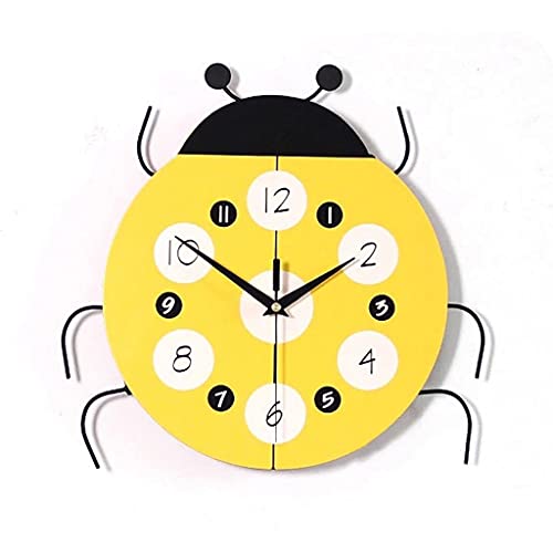 Cartoon Cute Wall Clock for Children Acrylic Ornaments Mural Enfants Home Decor Kids Wall Clock (Color : Red) (Yellow)