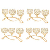 Crystal Tealight Candle Holder Centerpiece Home Decorative Candlestick Holder Elegant Table Centerpiece Home Decor Wedding Party Anniversary (Gold, 3 Arm of 4 Pcs)