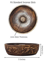 COTTON CRAFT - Wooden Incense Holder - 2 Pack Hand Carved Floral Incense Burner - Ash Catcher Bowl - Incense Sticks Aroma Room Freshener Zen Home Décor Gift - Yoga Meditation - 5 x 5 x 1.5 - Natural