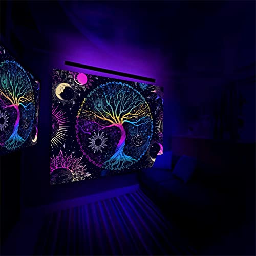 AACKart Blacklight Tapestry for Bedroom - Spiritual Tree of Life Wall Tapestry Glow in the Dark Wall Hanging 59.1 x 51.2 inches