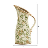 Nearly Natural 10in. Tuscan Ceramic Pitcher Vase, Green Scroll Design, Decorative Flower Vase for Home Decor, Living Room, Mantel & Entryway