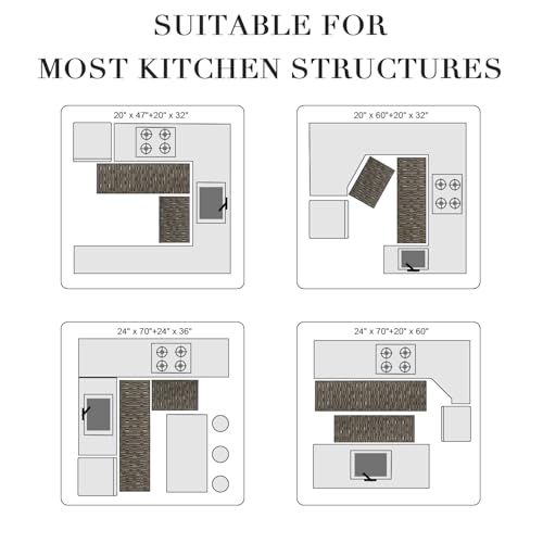 Kitchen Rugs Sets of 2, Non Slip Kitchen Mats for Floor, Black