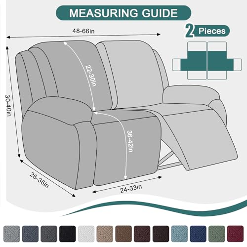 Ruaozz Recliner Sofa Covers Recliner Chair Covers Loveseat Recliner Slipcovers with Pockets Washable Furniture Protector with Elastic Bottom (2 Seater, Chocolate)