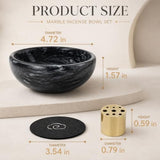 Incense Holder, Beautiful Natural Marble Incense Burner for Meditation, 9 Incense Holes Suitable for Most Types (Black)