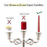 3 Arm Candelabra Taper Candle Holders Decorations Indoor Kitchen Décor Table Candles Candlestick Candelabra Centerpiece (Silver)
