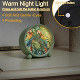 Small Analog Alarm Clock, 4.3 inch Silent Desk Clock with Night Light, Battery Operated, for Kids Bedroom Living Room Bedside, Tropical Birds Parrots Exotic Jungle Plants