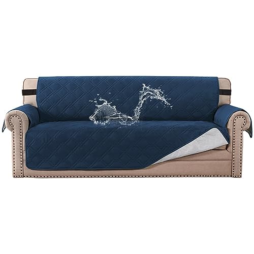 Sofa Futon-Slipcovers, Non Slip Sofa Slipcovers Washable Sofa Protector with Elastic(NavyBlue,4 Seater)