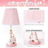 Kids Table Lamp, Adorable 14 Inch Castle Style Kids Desk Lamp, Pink Bedside Lamp Ideal for Girls Bedroom Decor, Includes LED Bulb