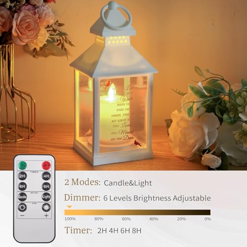 Sympathy Gifts for Loss of Loved One, Memorial Gift Lantern with Card, Bereavement Gift Candle Lights, Memory Lamp with Remote for Funeral Remembrance or Condolences (White)